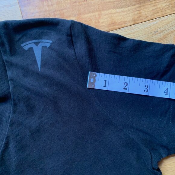Tesla Women’s Black V-Neck T-Shirt Medium Logo Tee Casual Top - Picture 7 of 8